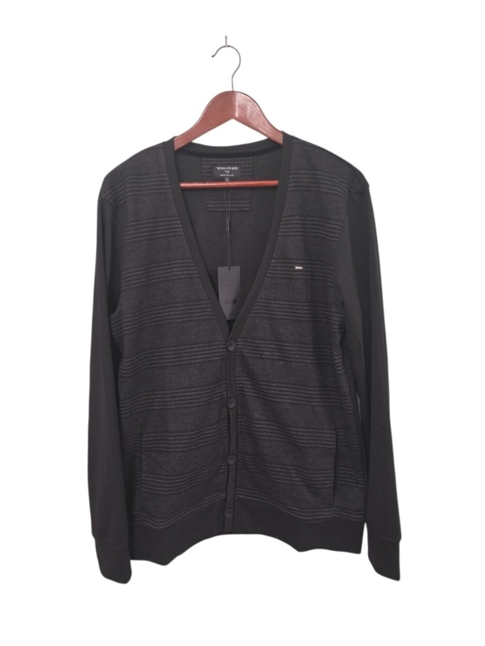 7 Diamonds Premium Mens Black Cardigan Size Large Dakmont Golf Casual Athletic